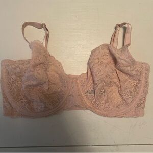 Torrid Lace Semi Sheer Underwire Bra in Blush Pink Sz 38DDD Adjustable Straps